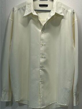 Geoffrey Beene Men’s XL Cream Rayon Blend Long Sleeve Ribbed Shirt Ivory